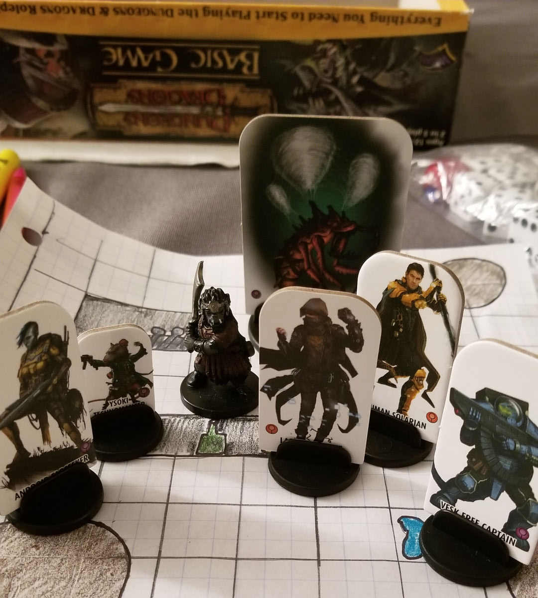 Players assemble before a mission.